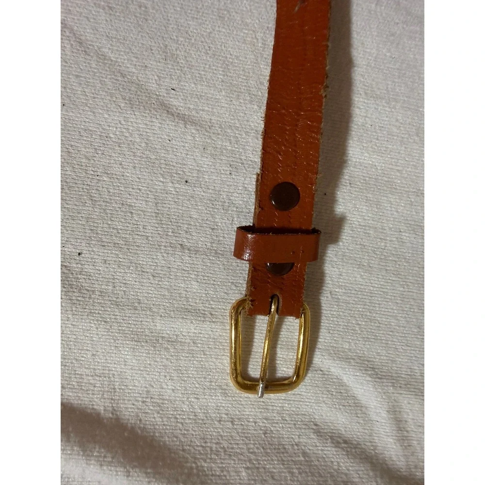 Vintage Kids Genuine Leather Beaded Southwestern‎ Western Belt Brown 27 Inch